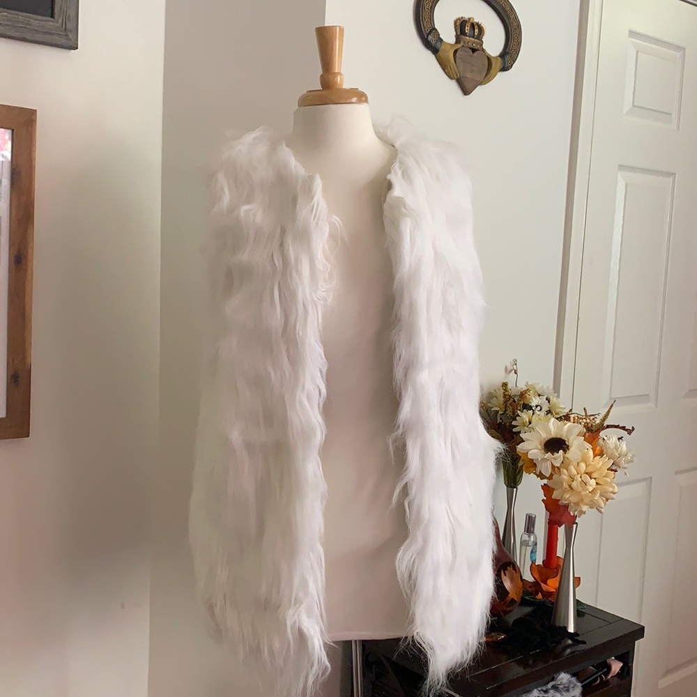 Faux fur long vest